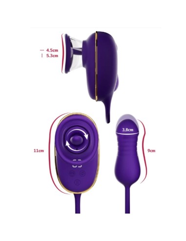 SHEEO SUCCIONADOR DE CLATORIS CON EFECTO LICKING Y ESTIMULADOR ANAL MORADO