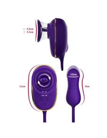 SHEEO SUCCIONADOR DE CLATORIS CON EFECTO LICKING Y ESTIMULADOR ANAL MORADO
