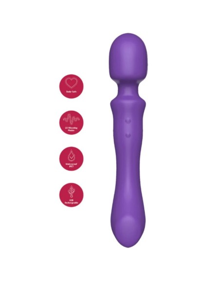 SHEEO WAND MASAJEADORA VIBRADORA DE DOBLE EXTREMO MORADA
