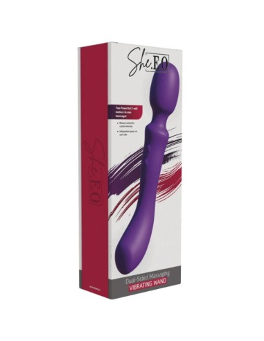 SHEEO WAND MASAJEADORA VIBRADORA DE DOBLE EXTREMO MORADA