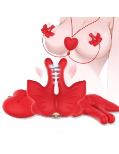 ARMONY PINZAS PARA PEZONES MAGNATICA CON VIBRACIAN FORMA MARIPOSA ROJO 2