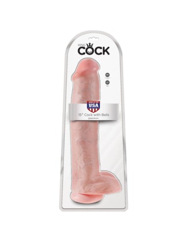 KING COCK DILDO REALISTA CON TESTACULOS Y VENTOSA 38 CM COLOR NATURAL
