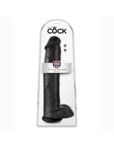 KING COCK DILDO REALISTA CON TESTACULOS 38 CM COLOR NEGRO