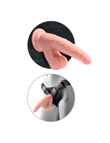 KING COCK PLUS DILDO REALISTA TRIPLE DENSIDAD CON TESTACULOS OSCILANTES 23 CM COLOR NATURAL