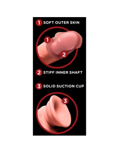 KING COCK PLUS DILDO REALISTA TRIPLE DENSIDAD CON TESTACULOS OSCILANTES 23 CM COLOR NATURAL