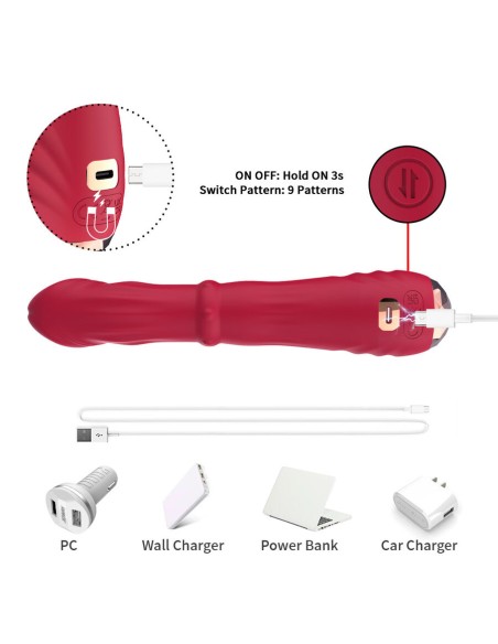 ARMONY DILDO VIBRADOR ESTIMULADOR PUNTO A TERMOAJUSTABLE ROJO