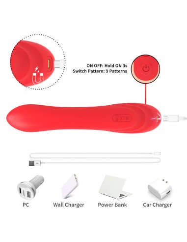 ARMONY VIBRADOR ESTIMULADOR PUNTO G Y CLATORIS CON LENGUA OSCILANTE ROJO