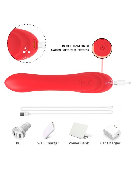 ARMONY VIBRADOR ESTIMULADOR PUNTO G Y CLATORIS CON LENGUA OSCILANTE ROJO