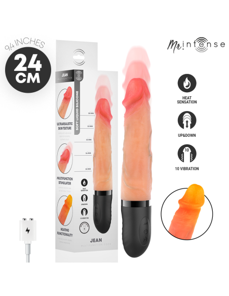 MR INTENSE JEAN VIBRADOR UPDOWN SILICONA CON EFECTO CALOR 24 CM A 38 CM