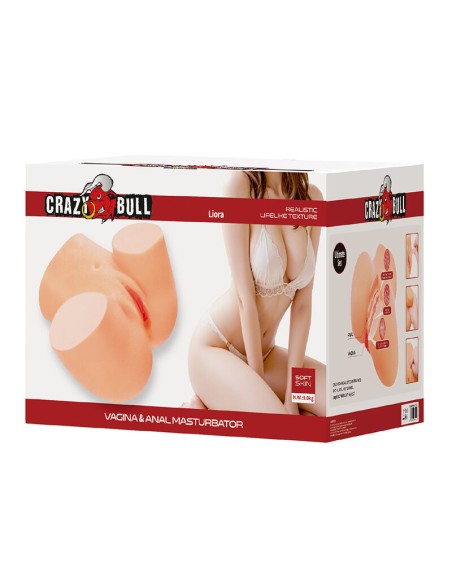 CRAZY BULL LIORA MASTURBADOR VAGINAL Y ANAL DOBLE XXL CON VIBRACIAN