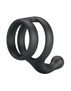 CRAZY BULL YANCY ANILLO DOBLE PARA PENE Y TESTACULOS SILICONA NEGRO