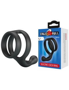 CRAZY BULL YANCY ANILLO DOBLE PARA PENE Y TESTACULOS SILICONA NEGRO 2