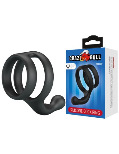 CRAZY BULL YANCY ANILLO DOBLE PARA PENE Y TESTACULOS SILICONA NEGRO