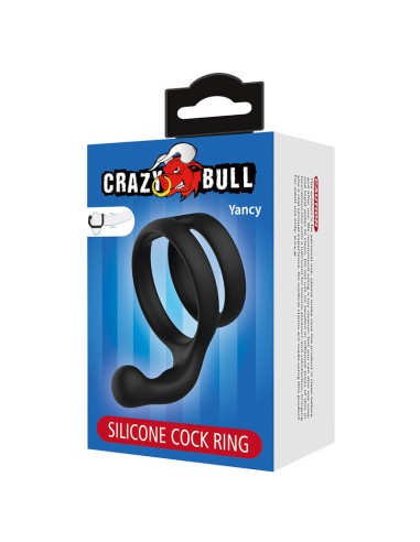 CRAZY BULL YANCY ANILLO DOBLE PARA PENE Y TESTACULOS SILICONA NEGRO