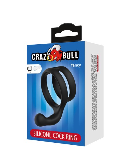 CRAZY BULL YANCY ANILLO DOBLE PARA PENE Y TESTACULOS SILICONA NEGRO