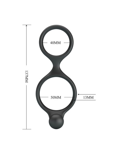CRAZY BULL FLORIAN ANILLO DOBLE PARA PENE Y TESTACULOS SILICONA NEGRO