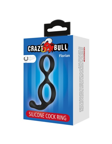 CRAZY BULL FLORIAN ANILLO DOBLE PARA PENE Y TESTACULOS SILICONA NEGRO
