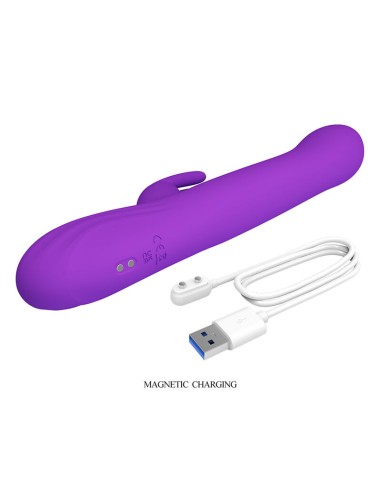 PRETTY LOVE SABIEN VIBRADOR RABBIT CON ESTIMULACIAN POR GOLPETEOS Y LED MORADO