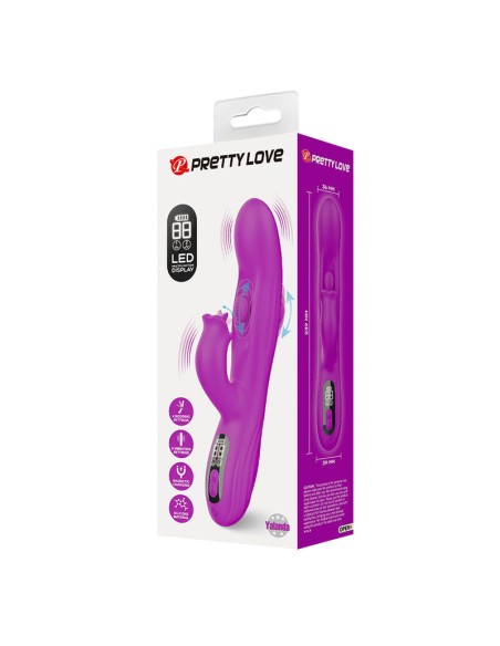 PRETTY LOVE YALANDA VIBRADOR RABBIT OSCILANTE CON PANTALLA LED MORADO