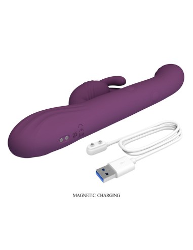 PRETTY LOVE DEE VIBRADOR RABBIT MULTIFUNCIAN OSCILANTE Y PERCUTOR MORADO