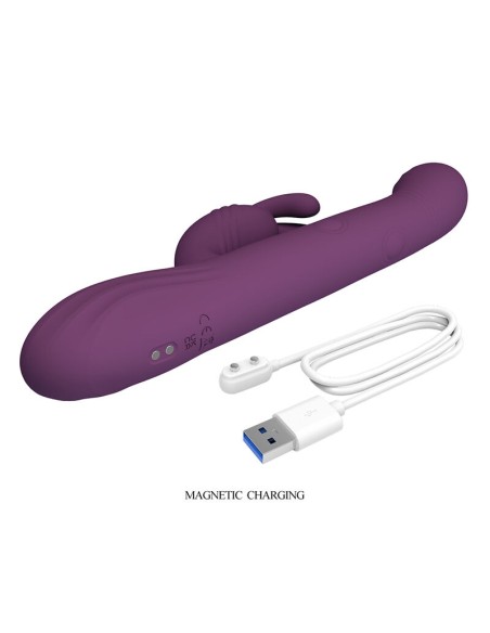 PRETTY LOVE DEE VIBRADOR RABBIT MULTIFUNCIAN OSCILANTE Y PERCUTOR MORADO