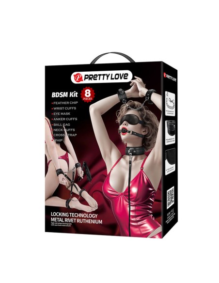 PRETTY LOVE KIT BDSM 8 PIEZAS NEGRO