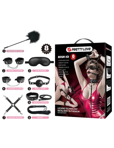 PRETTY LOVE KIT BDSM 8 PIEZAS NEGRO