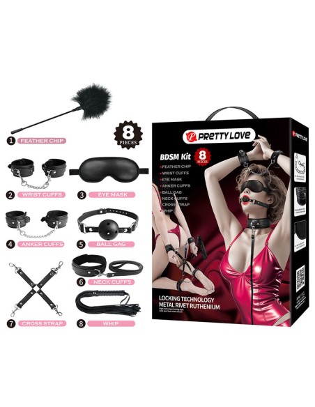 PRETTY LOVE KIT BDSM 8 PIEZAS NEGRO