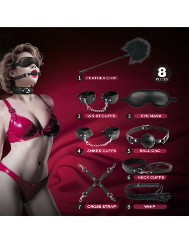 PRETTY LOVE KIT BDSM 8 PIEZAS NEGRO
