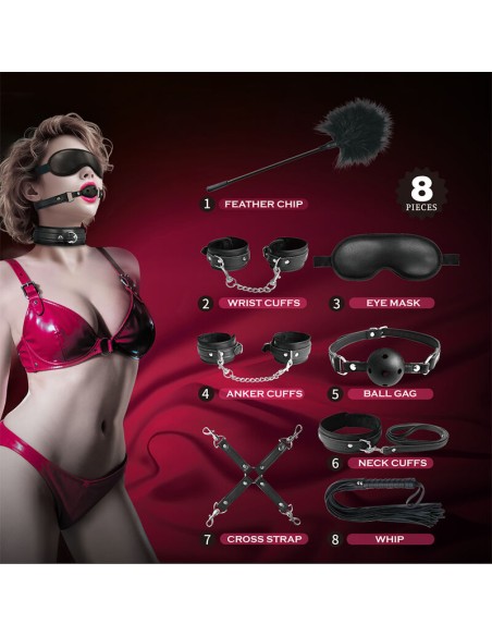 PRETTY LOVE KIT BDSM 8 PIEZAS NEGRO