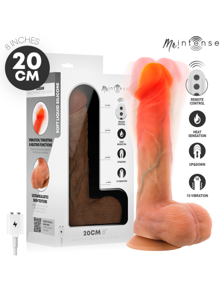 MR INTENSE LOGAN DILDO VIBRADOR SILICONA CON EFECTO CALOR Y CONTROL REMOTO 20 CM A 41 CM
