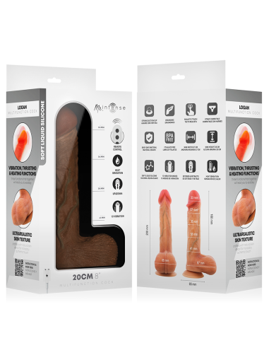 MR INTENSE LOGAN DILDO VIBRADOR SILICONA CON EFECTO CALOR Y CONTROL REMOTO 20 CM A 41 CM