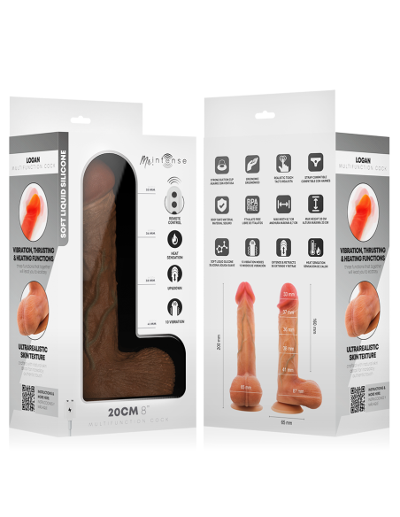 MR INTENSE LOGAN DILDO VIBRADOR SILICONA CON EFECTO CALOR Y CONTROL REMOTO 20 CM A 41 CM