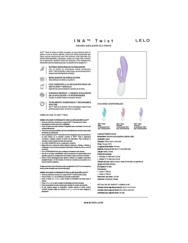 LELO INA TWIST VIBRADOR RABBIT PUNTO G Y CLATORIS LAVANDA