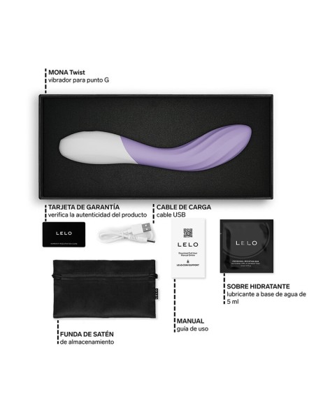 LELO MONA TWIST VIBRADOR PARA PUNTO G RECARGABLE APP CONTROL LAVANDA