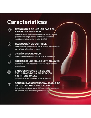 LELO MONA SPECTRA MASAJEADOR ANTIMO CON LUZ ROJA RECARGABLE APP CONTROL