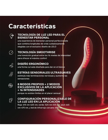 LELO MONA SPECTRA MASAJEADOR ANTIMO CON LUZ ROJA RECARGABLE APP CONTROL