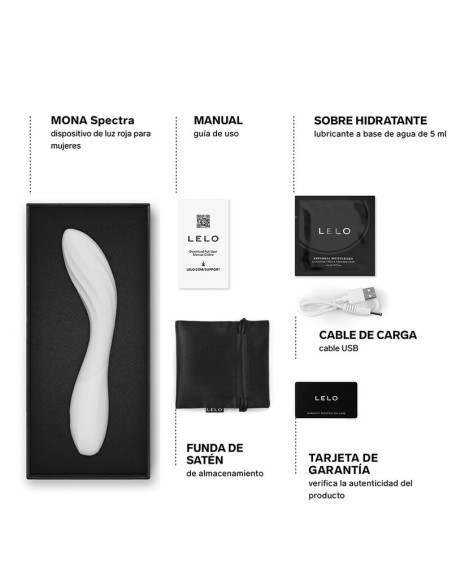 LELO MONA SPECTRA MASAJEADOR ANTIMO CON LUZ ROJA RECARGABLE APP CONTROL