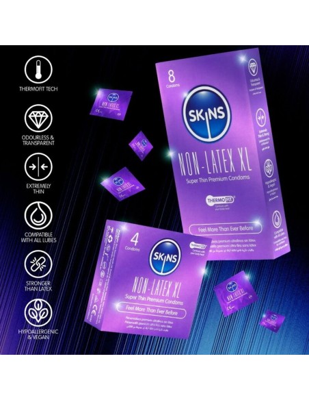 SKINS PRESERVATIVOS SIN LATEX XL PACK 4
