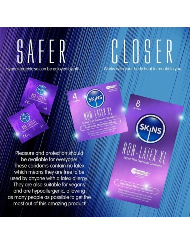 SKINS PRESERVATIVOS SIN LATEX XL PACK 4