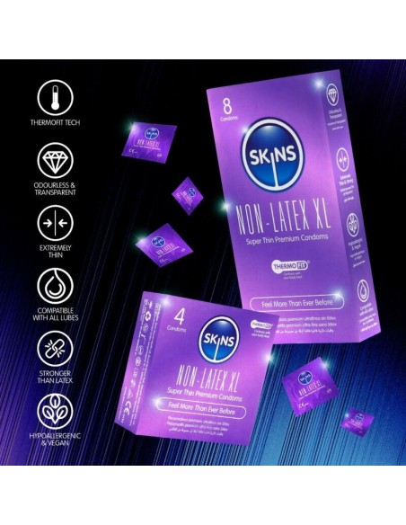 SKINS PRESERVATIVOS SIN LATEX XL PACK 8