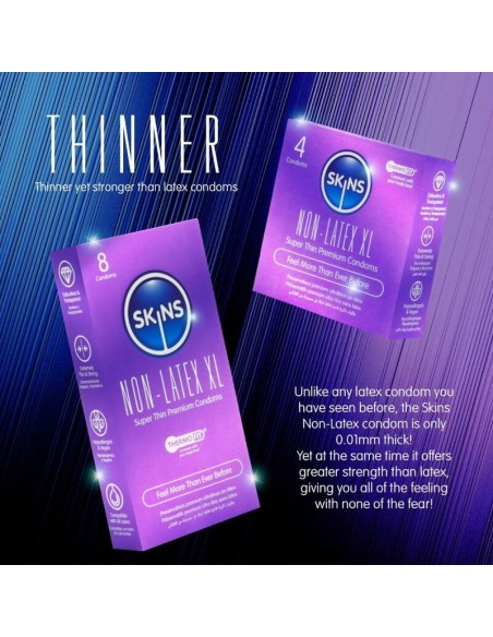 SKINS PRESERVATIVOS SIN LATEX XL PACK 8
