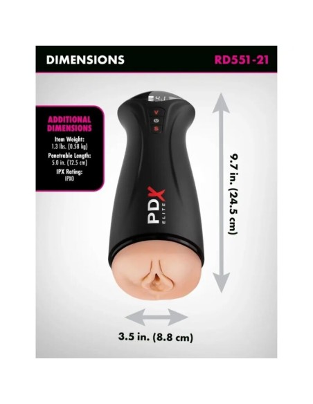 PDX ELITE MASTURBADOR CON SUCCIAN INTERMITENTE Y VIBRACIAN FAP GASM
