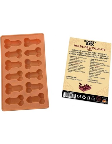DIABLO PICANTE MOLDE CHOCOLATE 12 PENES SILICONA PARA COLGAR VAINILLA
