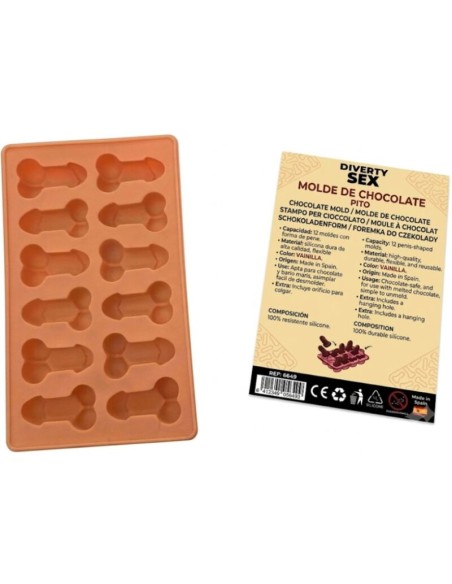 DIABLO PICANTE MOLDE CHOCOLATE 12 PENES SILICONA PARA COLGAR VAINILLA