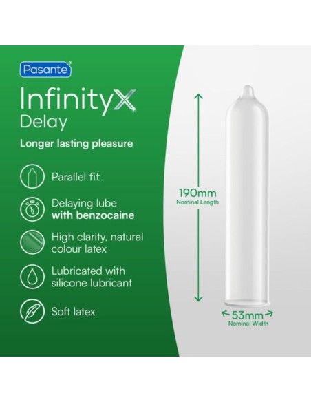 PASANTE DELAY INFINITY PRESERVATIVOS RETARDANTES CAJA 144 UNIDADES