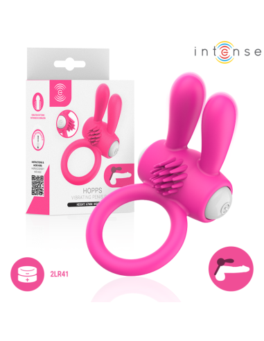 INTENSE HOPPS ANILLO PARA PENE VIBRADOR CON ESTIMULACIAN CLITORIANA ROSA