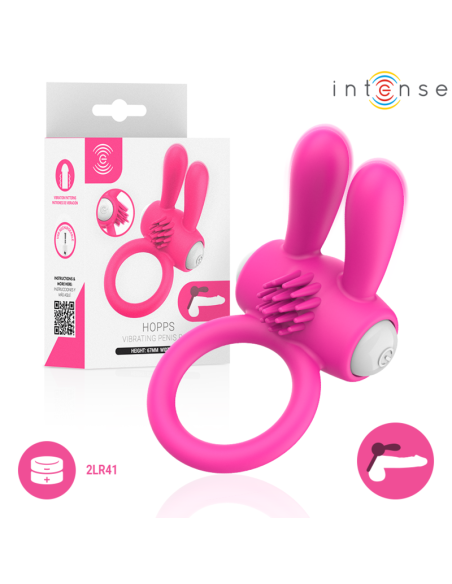 INTENSE HOPPS ANILLO PARA PENE VIBRADOR CON ESTIMULACIAN CLITORIANA ROSA