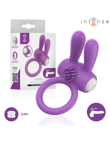 INTENSE HOPPS ANILLO PARA PENE VIBRADOR CON ESTIMULACIAN CLITORIANA MORADO