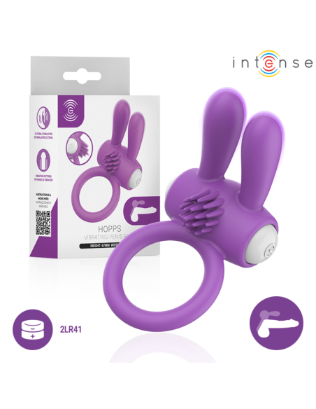 INTENSE HOPPS ANILLO PARA PENE VIBRADOR CON ESTIMULACIAN CLITORIANA MORADO
